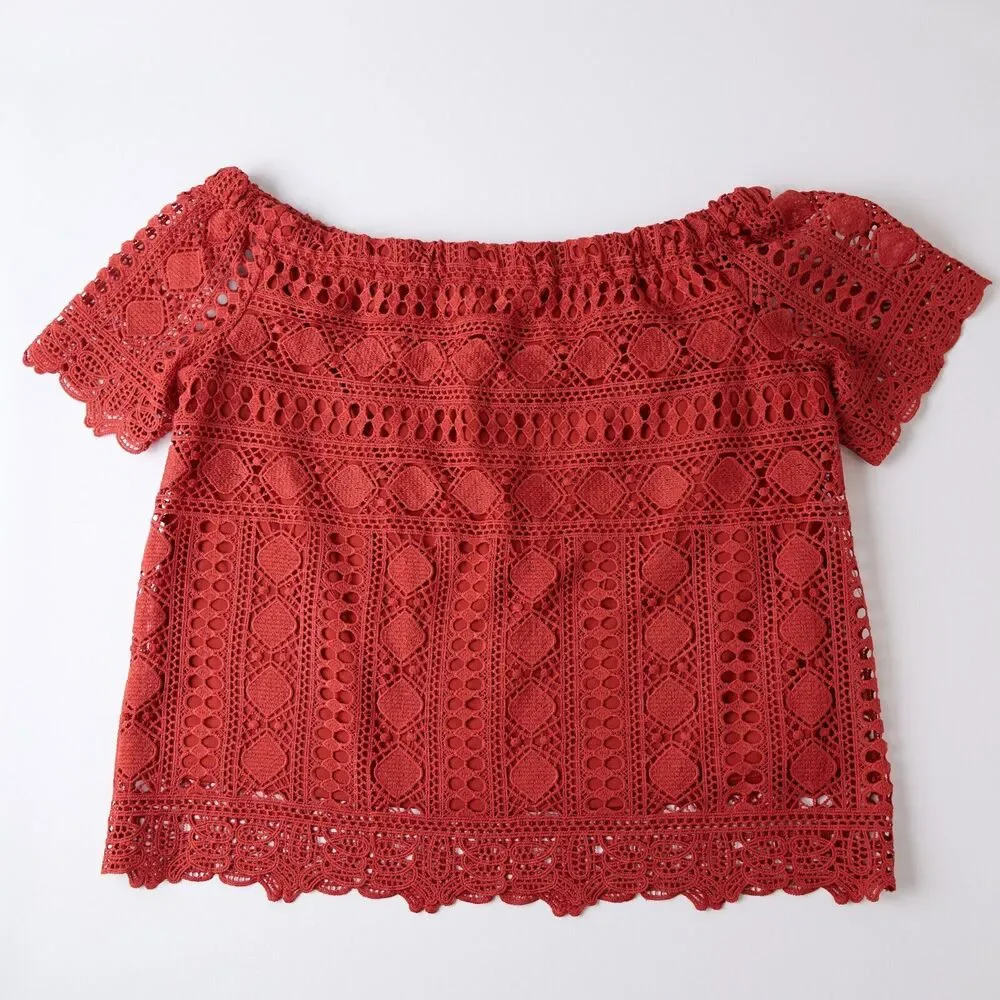 Anthropologie Sunday In Brooklyn Crochet Eyelet Top Womens S Cottagecore Boho